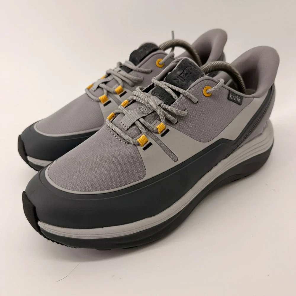 Kizik Lima Men 10 Wide Grey Black Yellow Hands-Free Athletic Casual Sneakers